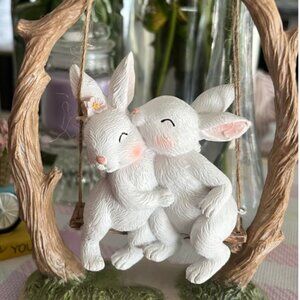 Easter Bunny Pair Home Decor Statues Figurines Rabbit Decor Garden Decorations